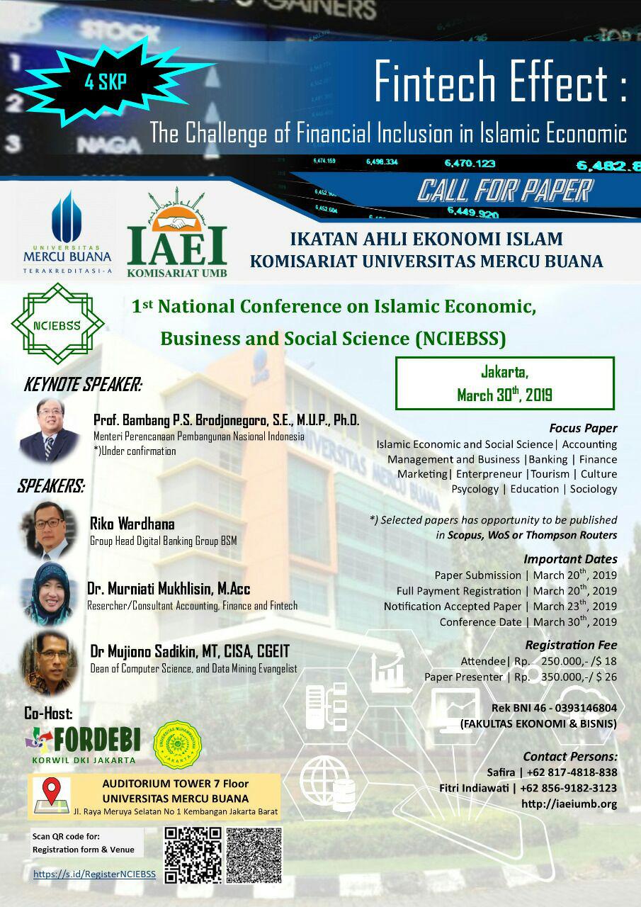1st National Conferece on Islamic Economic, Business & Social Science (NCIEBSS) and CALL FOR PAPER
