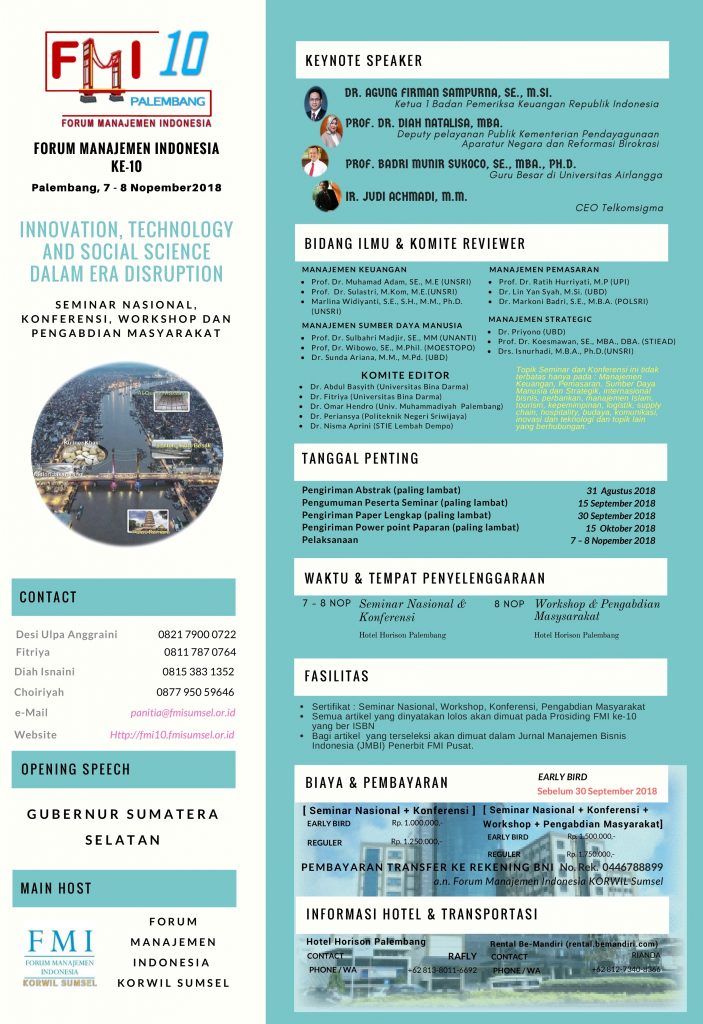 Call for Papers dan Seminar Nasional Forum Manajemen Indonesia 2018