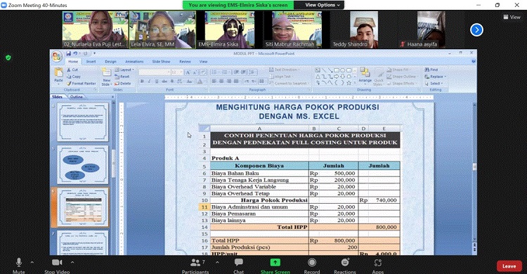 Tim Dosen Universitas Bina Sarana Informatika Jakarta Selenggarakan Pelatihan Ms Excel untuk Pricing Decisions pada Koperasi UKM Tajurhalang Makmur Bogor