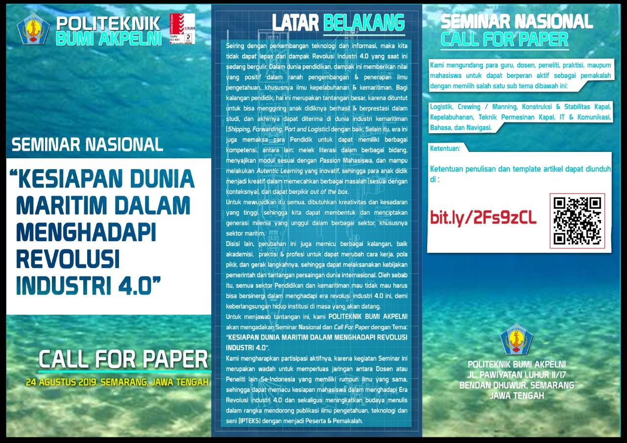 SEMINAR NASIONAL & CALL FOR PAPER "Kesiapan Dunia Maritim dalam Menghadapi Revolusi Industri 4.0"