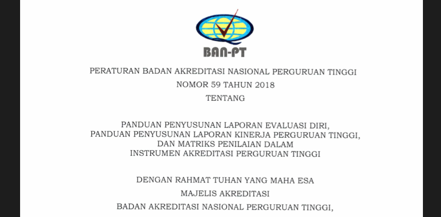 Download Instrumen APT 2018 Sesuai SK BAN PT Nomor 59 Tahun 2018